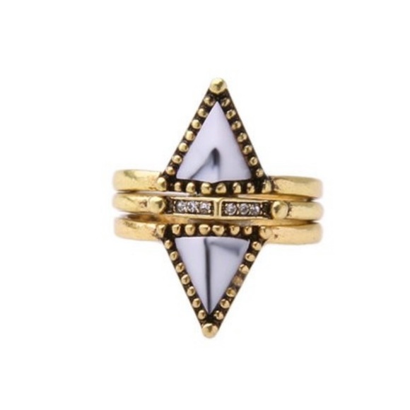 Stackable Marble Brass Ring Set - Picture 7 of 8